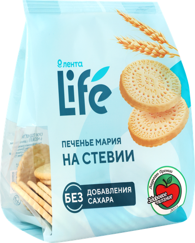 Печенье затяжное ЛЕНТА LIFE Мария, на стевии, без сахара, 200г, вид