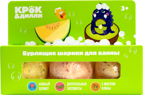 Шарики бурлящие для ванны КРОК&ДИЛЛИ Зеленый, 165г, вид