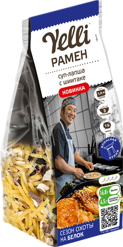 Суп-лапша YELLI Рамен, с грибами шиитаке, 110г, картинка