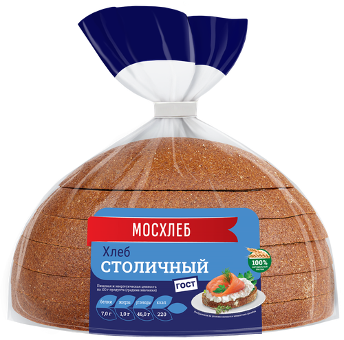 Хлеб подовый МОСХЛЕБ Столичный, в нарезке, 350г, фото