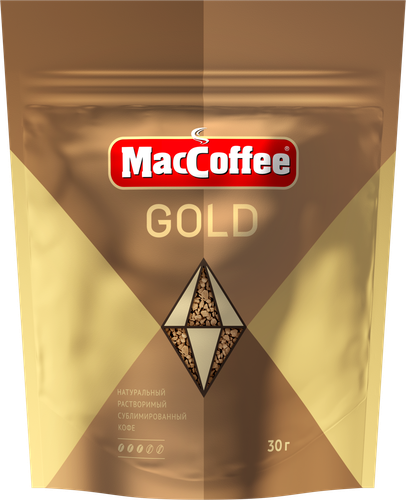 Кофе растворимый MACCOFFEE Gold натуральный сублимированный, 30г, картинка