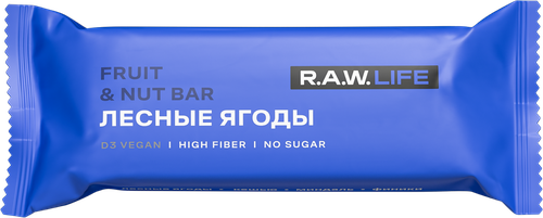 Батончик фруктово-ореховый R.A.W.LIFE Лесные ягоды, 47г, вид