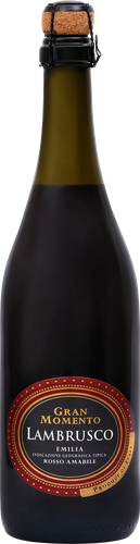 Вино игристое GRAN MOMENTO Lambrusco Emilia Rosso жемчужное красное полусладкое, 0.75л, картинка
