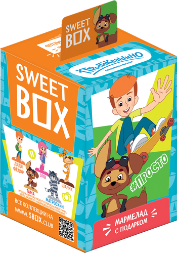 Мармелад жевательный SWEET BOX Простоквашино, апельсин/яблоко/клубника/персик/манго, с подарком, 10г, картинка