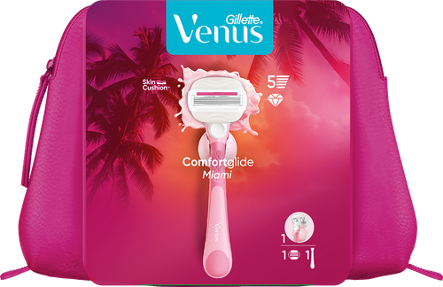 Набор подарочный GILLETTE VENUS Comfortglide Бритва Miami с 1 сменной кассетой+Косметичка, изображение