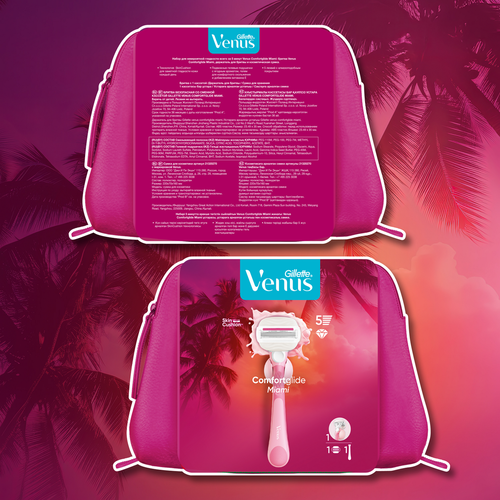 Набор подарочный GILLETTE VENUS Comfortglide Бритва Miami с 1 сменной кассетой+Косметичка, вид