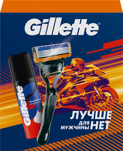Набор подарочный GILLETTE Бритва Fusion с 1 сменной кассетой+Пена Классическая, 50мл, изображение