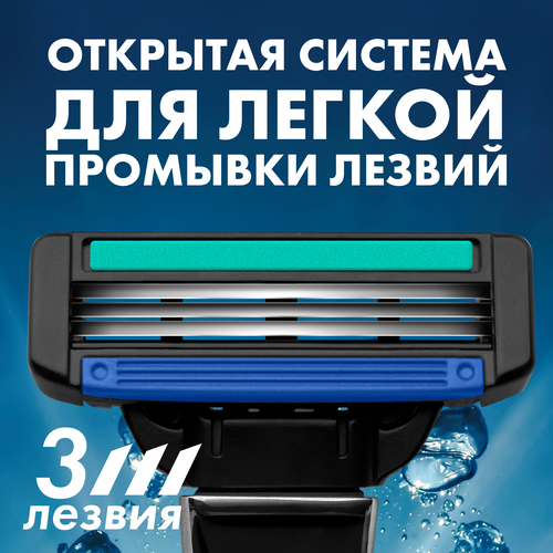 Станок для бритья ZOLLIDER Evolution PRO 3 лезвия с 2 сменными картриджами, крупный план