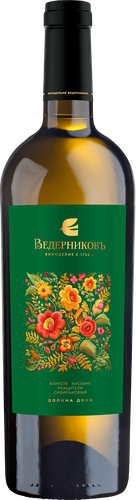 Вино ВЕДЕРНИКОВЪ Винодельня Долина Дона белое сухое, 0.75л, крупный план