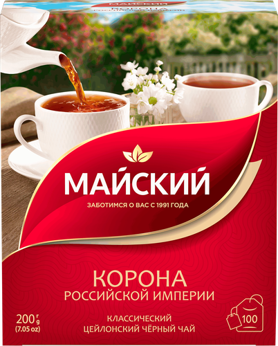 Чай черный МАЙСКИЙ Корона Российской Империи Цейлонский байховый листовой, 100пак, изображение