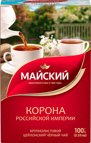 Чай черный МАЙСКИЙ Корона Российской Империи Цейлонский байховый листовой, 100г, изображение