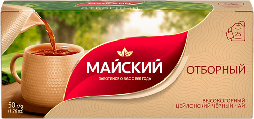 Чай черный МАЙСКИЙ Отборный байховый, 25пак, вид
