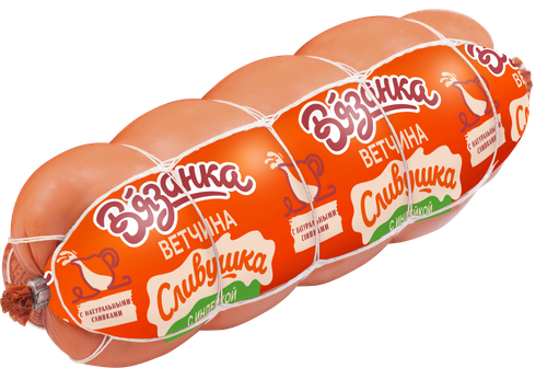 Ветчина ВЯЗАНКА Сливушка с индейкой, весовая, вид