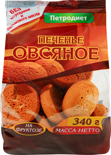 Печенье овсяное ПЕТРОДИЕТ на фруктозе, 340г, детальное фото