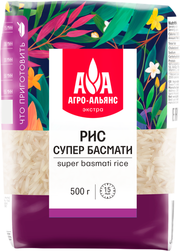 Рис АГРО-АЛЬЯНС Супер Басмати, Экстра, 500г, фото