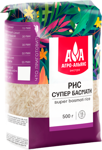 Рис АГРО-АЛЬЯНС Супер Басмати, Экстра, 500г, детальное фото