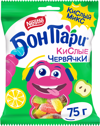 Мармелад жевательный БОН ПАРИ Кислые червячки, 75г, картинка