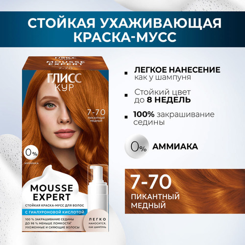 Краска стойкая ГЛИСС КУР Мусс 7-70 Пикантный медный, 186г, изображение