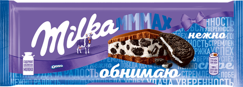 Шоколад молочный MILKA Мммах с начинкой со вкусом ванили и кусочками печенья Орео, 253г, фото
