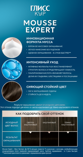 Краска стойкая ГЛИСС КУР Мусс 4-00 Холодный Эспрессо, 186г, изображение