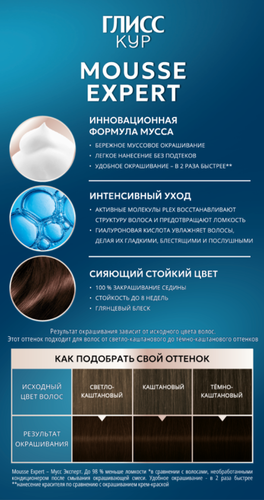 Краска стойкая ГЛИСС КУР Мусс 3-65 Темный шоколад, 186г, изображение