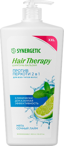 Шампунь-бальзам SYNERGETIC Hair therapy Против перхоти 2в1, 900мл, изображение