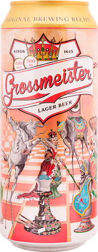 Пиво светлое GROSSMEISTER фильтрованное пастеризованное 4,8%, 0.5л, крупный план