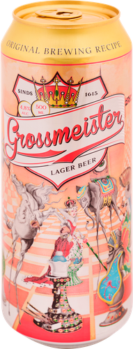 Пиво светлое GROSSMEISTER фильтрованное пастеризованное 4,8%, 0.5л