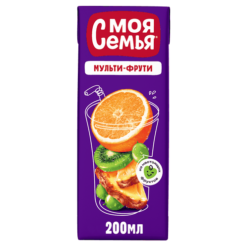 Напиток сокосодержащий МОЯ СЕМЬЯ Мульти-Фрути, 200мл, фотография