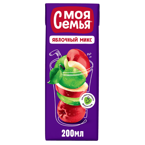 Напиток сокосодержащий МОЯ СЕМЬЯ Яблочный микс, 200мл, фотография