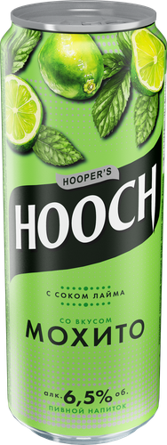 Напиток пивной HOOCH Супер со вкусом Мохито и сок лайма пастеризованный 6,5%, 0.45л, изображение