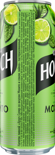Напиток пивной HOOCH Супер со вкусом Мохито и сок лайма пастеризованный 6,5%, 0.45л, изображение