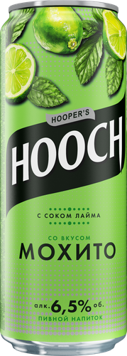 Напиток пивной HOOCH Супер со вкусом Мохито и сок лайма пастеризованный 6,5%, 0.45л, фото