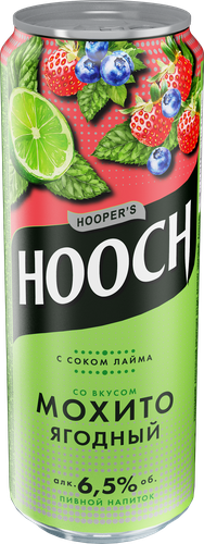 Напиток пивной HOOCH Супер со вкусом Ягодный Мохито и сок лайма пастеризованный 6,5%, 0.45л, картинка