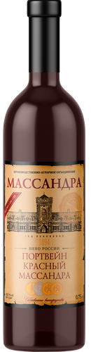 Вино крепленое ликерное МАССАНДРА Портвейн Массандра марочное красное, 0.75л, крупный план