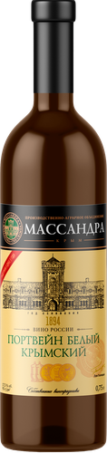 Вино крепленое ликерное МАССАНДРА Портвейн Крымский марочное белое, 0.75л, фото