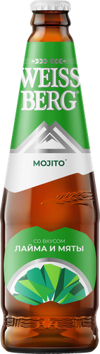 Напиток пивной БОЧКАРИ Вайсберг Мохито вкус лайма и мяты нефильтрованный пастеризованный неосветленный 4%, 0.44л