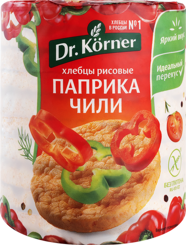 Хлебцы рисовые DR KORNER хрустящие, с паприкой и чили, 80г, детальное фото