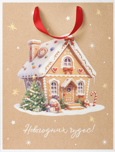 Пакет подарочный CITY HOME TRADE Christmas Kraft 23х18х10см, вид