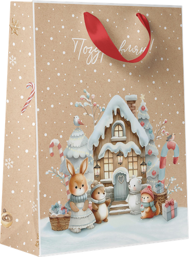 Пакет подарочный CITY HOME TRADE Christmas Kraft 23х18х10см, картинка