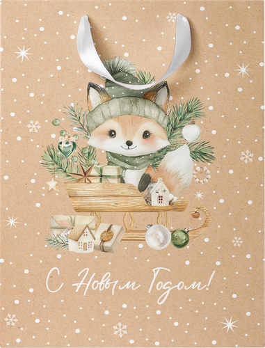 Пакет подарочный CITY HOME TRADE Christmas Kraft 23х18х10см, картинка