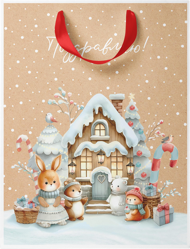 Пакет подарочный CITY HOME TRADE Christmas Kraft 23х18х10см, картинка