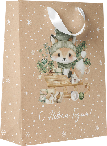 Пакет подарочный CITY HOME TRADE Christmas Kraft 23х18х10см, вид