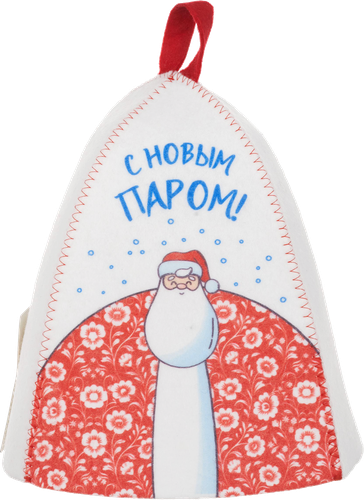 Шапка для бани и сауны ГЛАВБАНЯ с принтом Новогодняя, синтетический войлок, Арт. Б404131Л, картинка