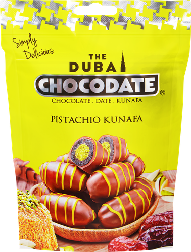 Конфеты CHOCODATE Финики с фисташковой пастой и тестом кунафа, в молочном шоколаде, 90г, фотография