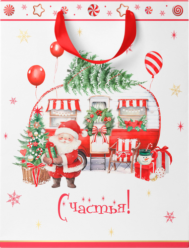 Пакет подарочный CITY HOME TRADE New Years Joy 31,5х25,5х11см, изображение