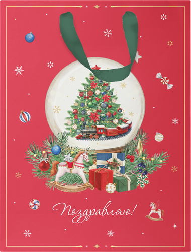 Пакет подарочный CITY HOME TRADE New Years Joy 19х14х9см, эффект, детальное фото