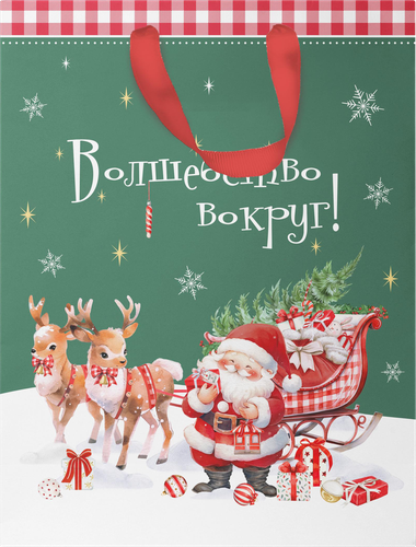 Пакет подарочный CITY HOME TRADE New Years Joy 19х14х9см, эффект, изображение