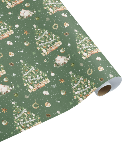 Бумага упаковочная декоративная CITY HOME TRADE Christmas Woodland, 70х100см, крупный план