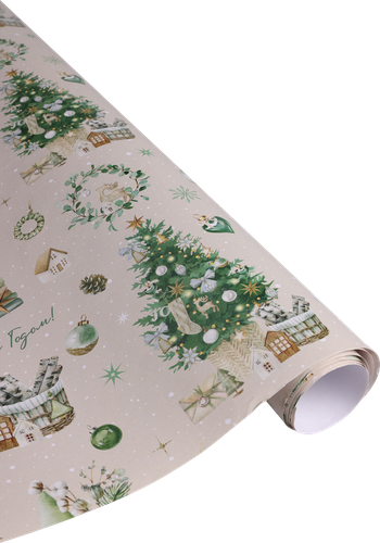 Бумага упаковочная декоративная CITY HOME TRADE Christmas Woodland, 70х100см, крупный план
